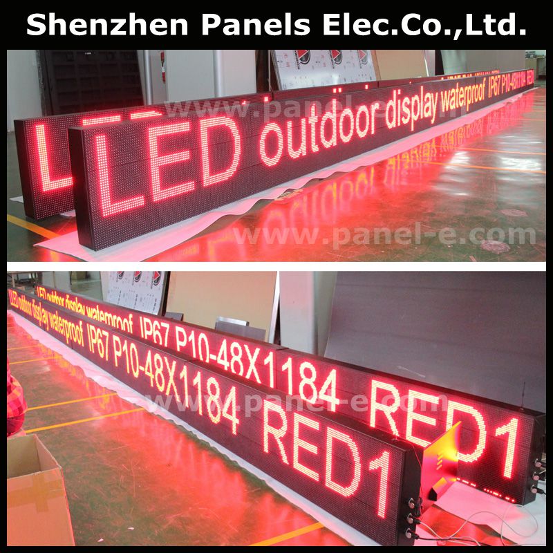 waterproof Outdoor P10 Red Led moving signs 